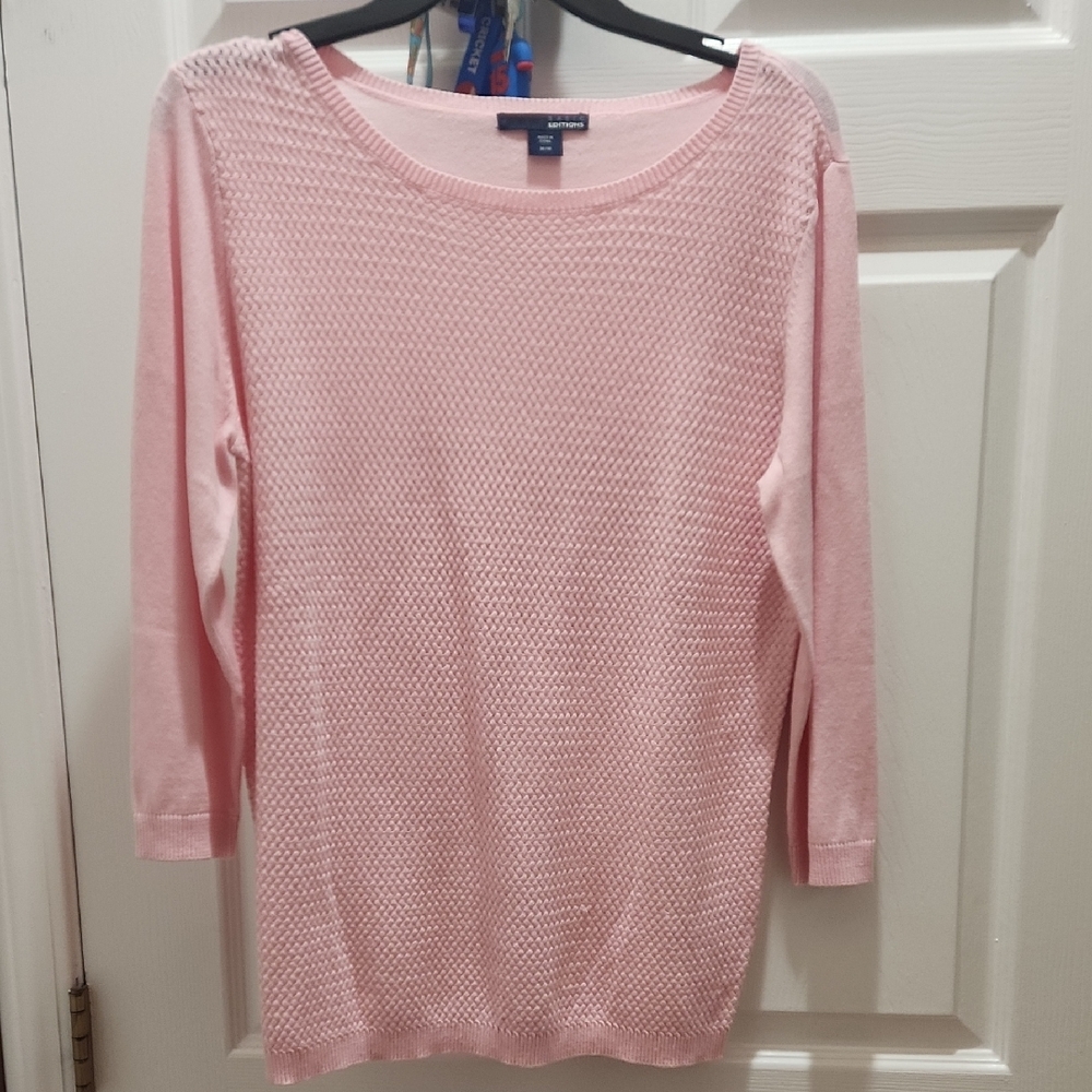 Basic Editions Pink Textured Sweater Medium Nwot